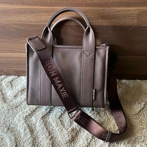 Bon Maxie Small Structured Tote Bag in Taupe/Brown Water Resistant NWOT